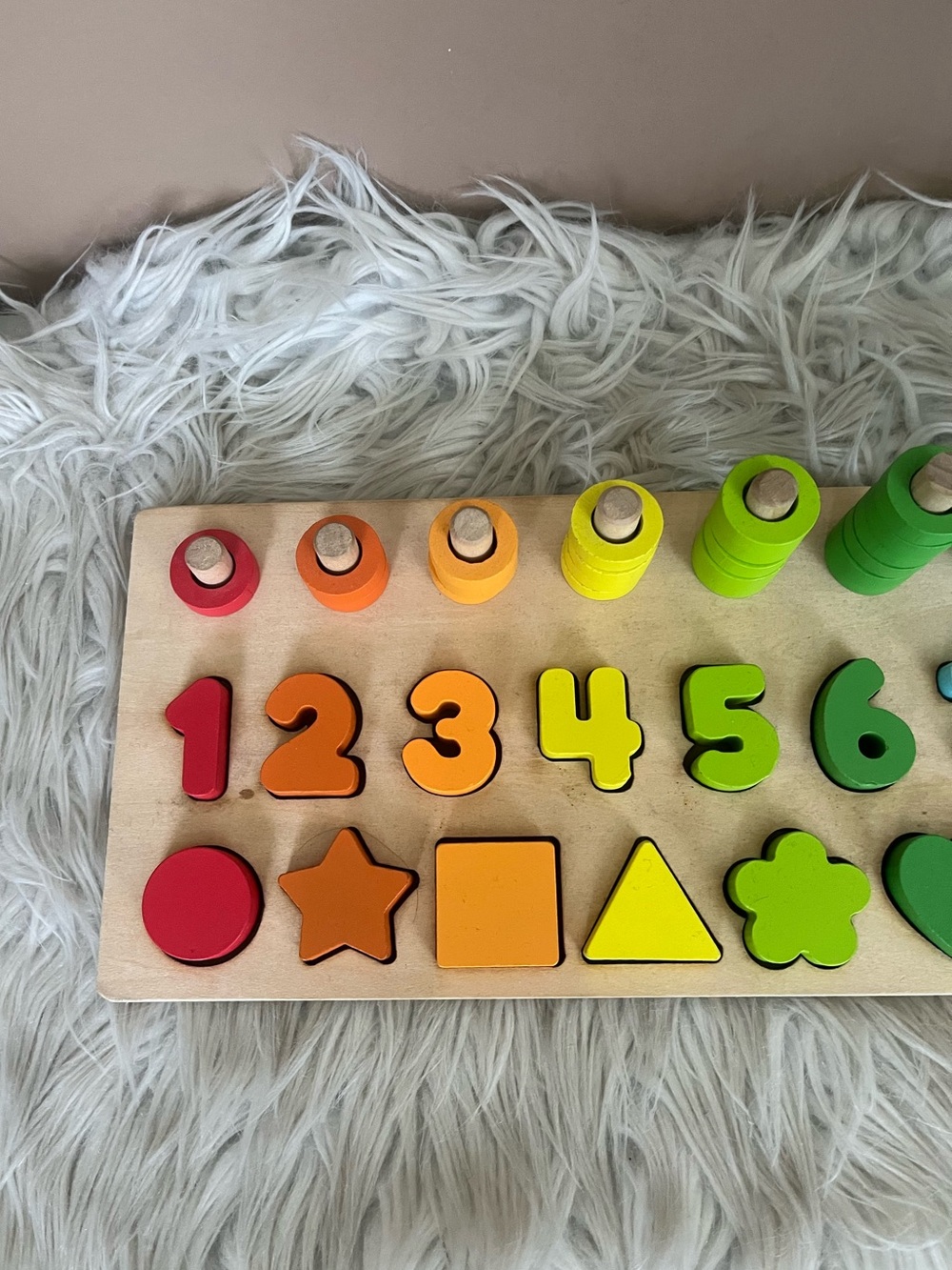 Montessori Wooden Learning Puzzle for Colors, Shapes, & Numbers - Picture 2 of 5
